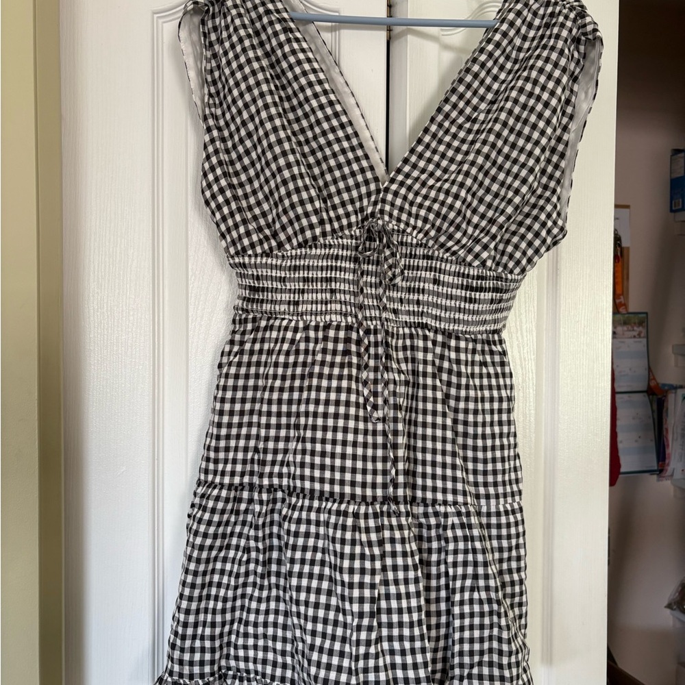 NWT Le Lis Black and White Checkered Backless Dress